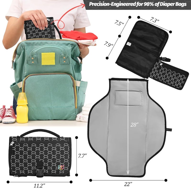 PZU Portable Diaper Changing Pad - Changing Pad Portable with Wipes Pocket, Waterproof Diaper Changing Mat, Portable Changing Pad for Baby, Newborn Gift (Black) - Image 2